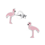 Flamingo Oorknopjes Zilver Roze/zwart-8x7mm | Oorbellen