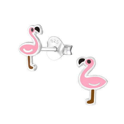 Zilveren Flamingo Oorbellen Met Studs