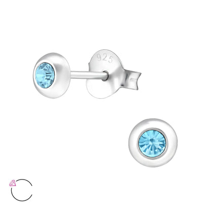 Zilveren Oorknopjes Met Blauwe Topaas - Kristalen Oorbellen - 4mm