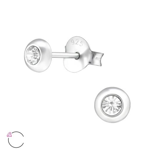 Zilveren Oorknopjes Met Ronde Design - Kristalen Oorbellen - Zilver - 4mm