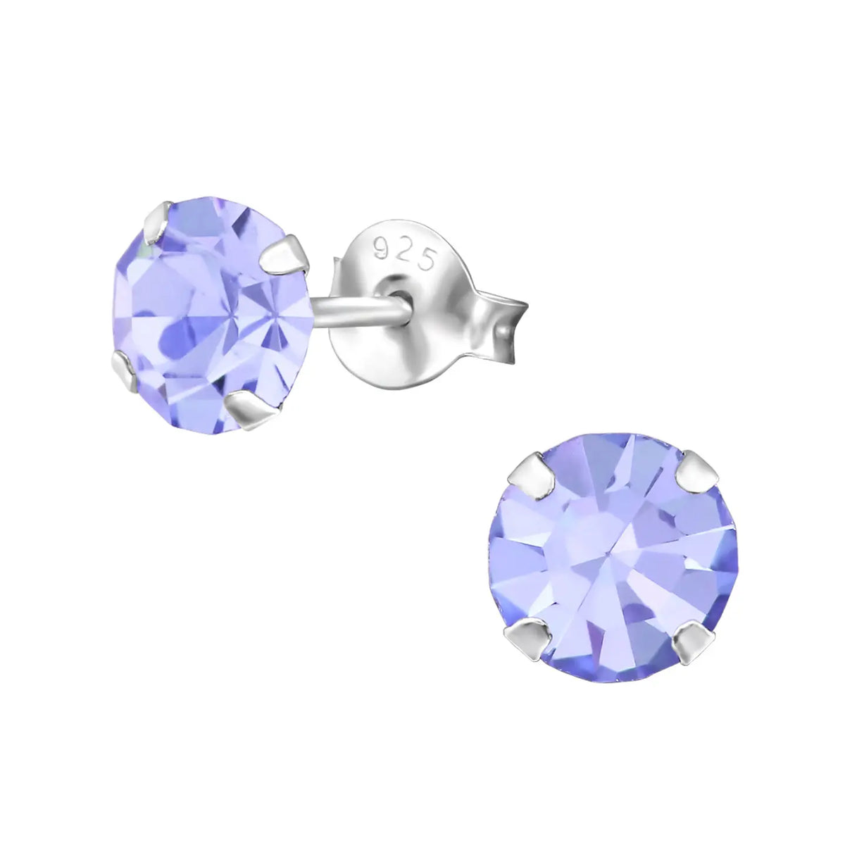 Stud Earrings Featuring Zilveren Oorbellen And Lila Kristal 6mm.