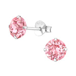 Echt Zilveren Kristal Oorknopjes 6mm / Rose | Oorbellen