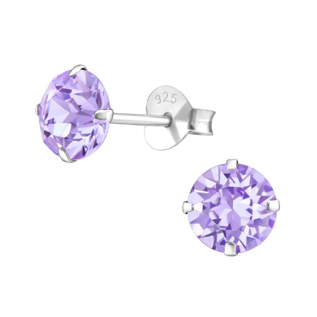 Echt Zilveren Kristal Oorknopjes 6mm / Lavendel | Oorbellen