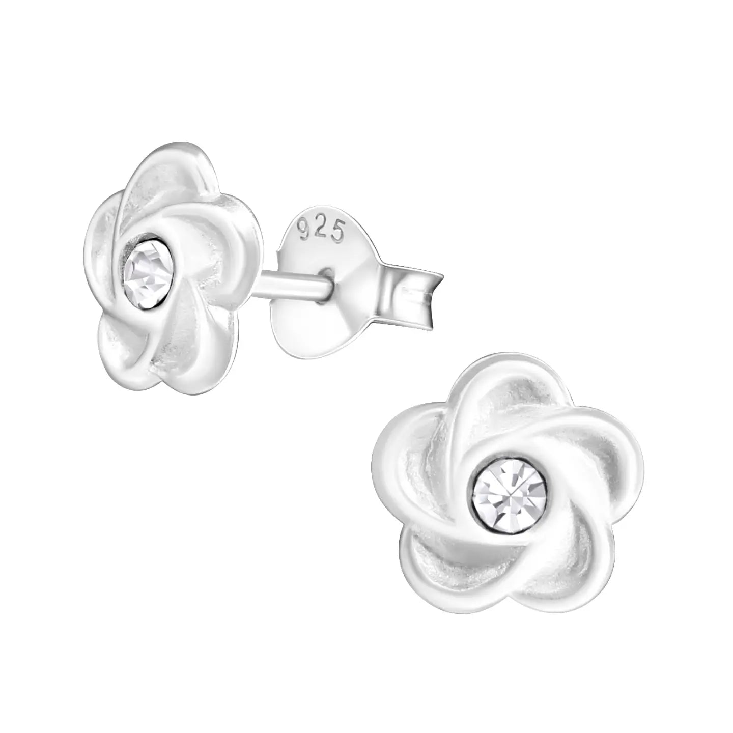 Zilveren Oorbellen Met Bloem Design - Bloem Kristal Zilveren Oorbellen