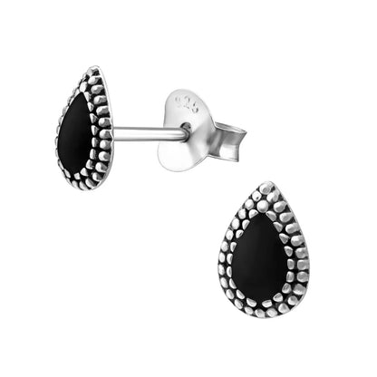 Zilveren Bali Oorbellen Druppel Met Sterling And Onyxe Earrings.