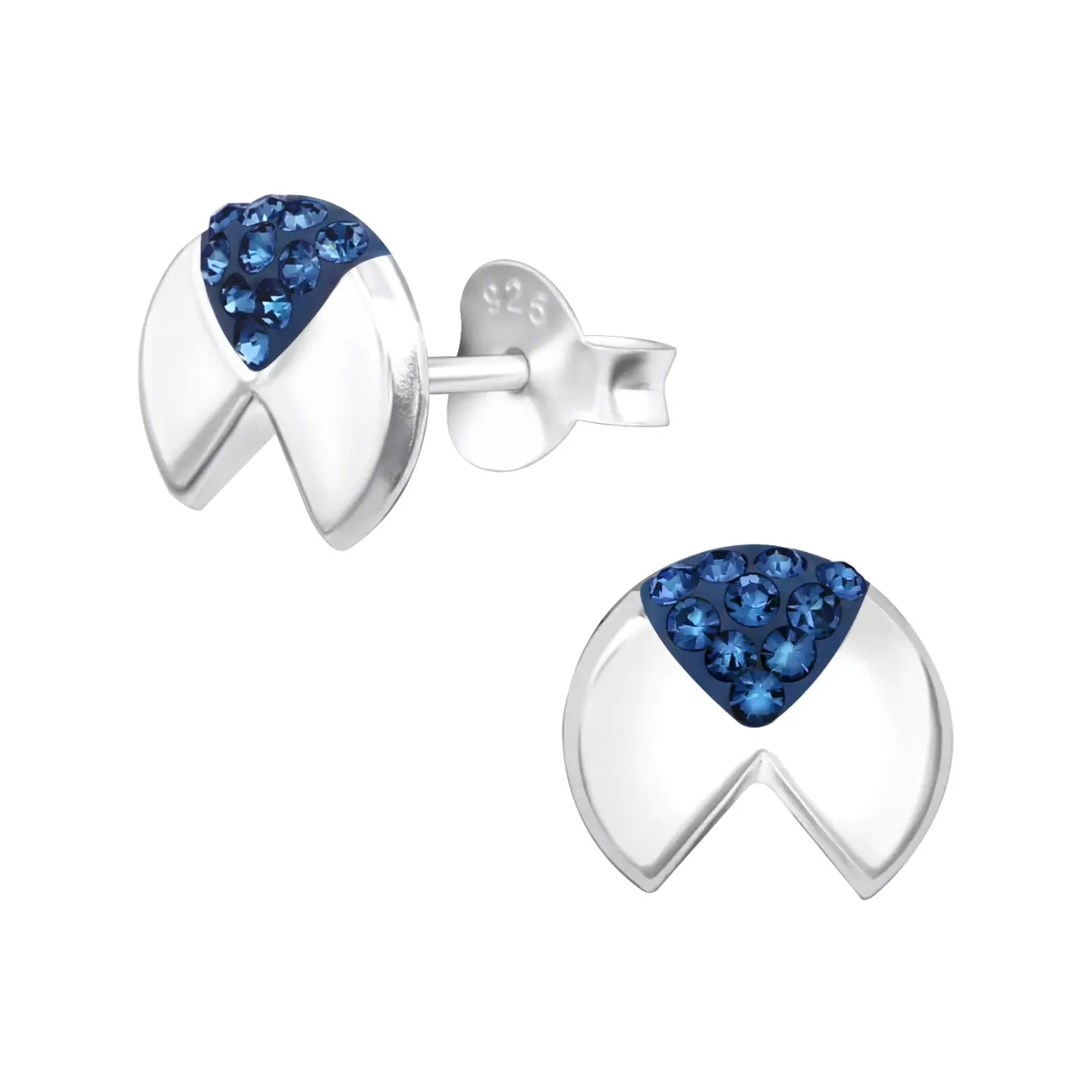 Aramat Jewels® Geometrische Zilveren Oorbellen Met Blauwe Saffier