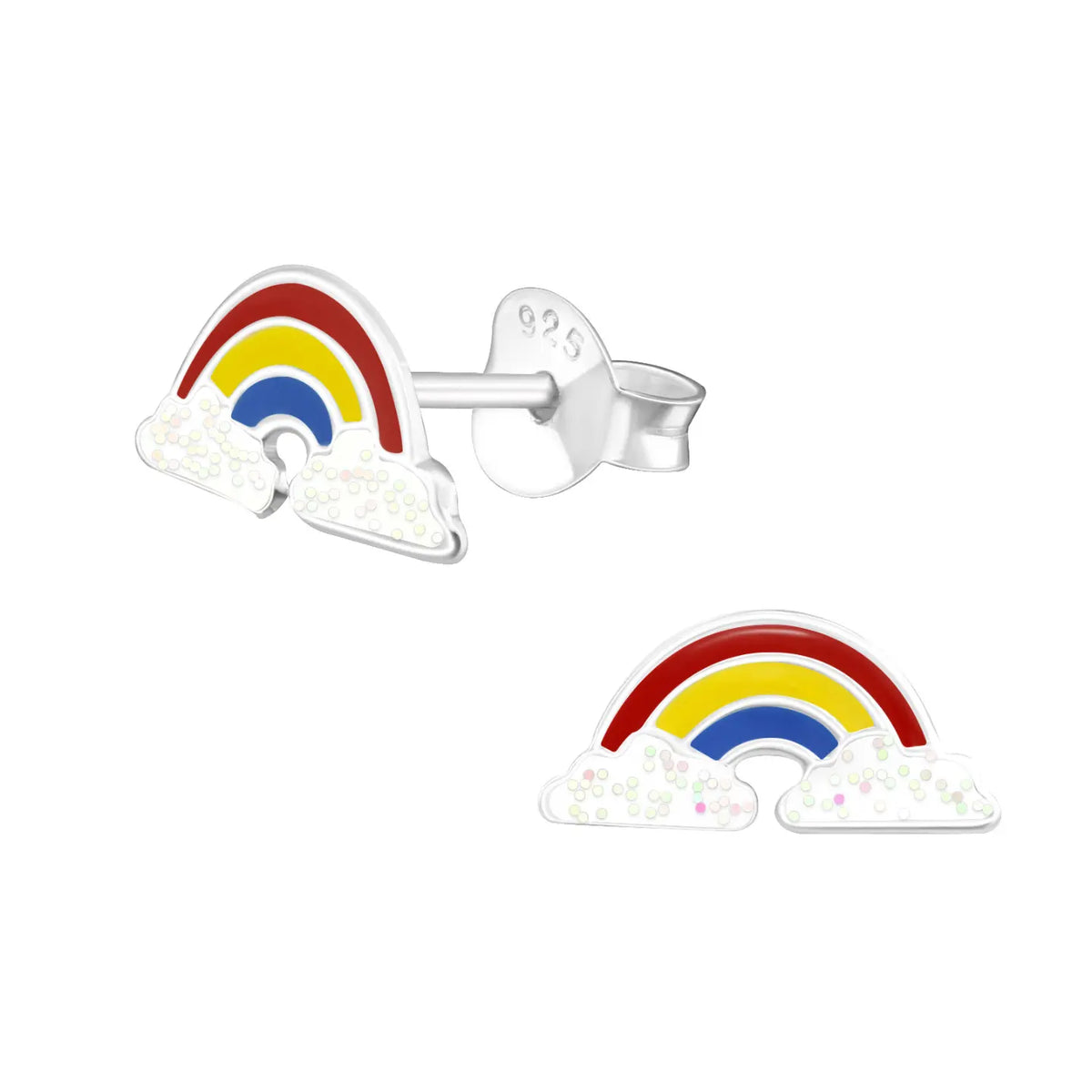 Kleurrijke Zilveren Regenboog Oorbellen Regenboogkleuren-11x5mm