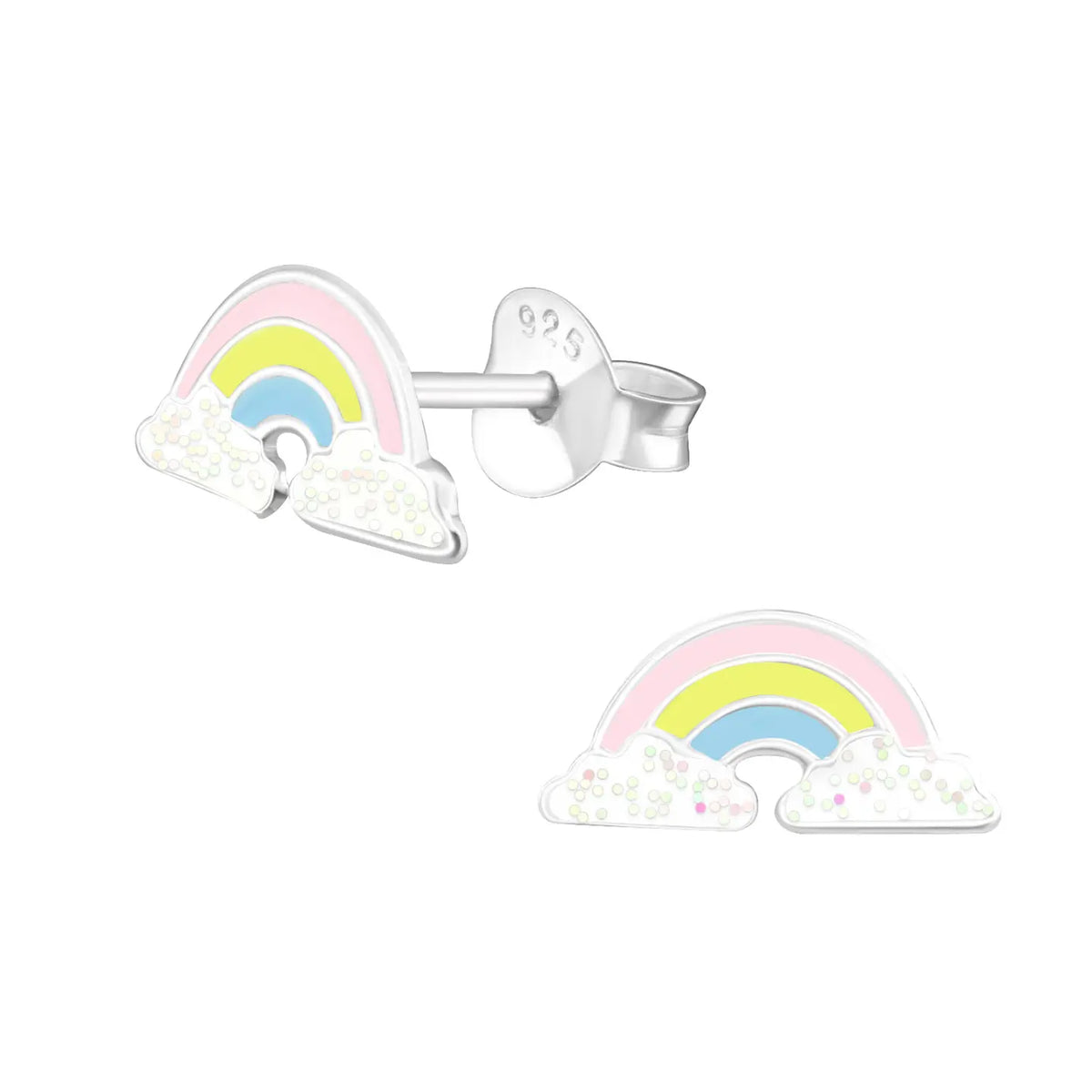 Kleurrijke Zilveren Regenboog Oorbellen Glitter-11x5mm