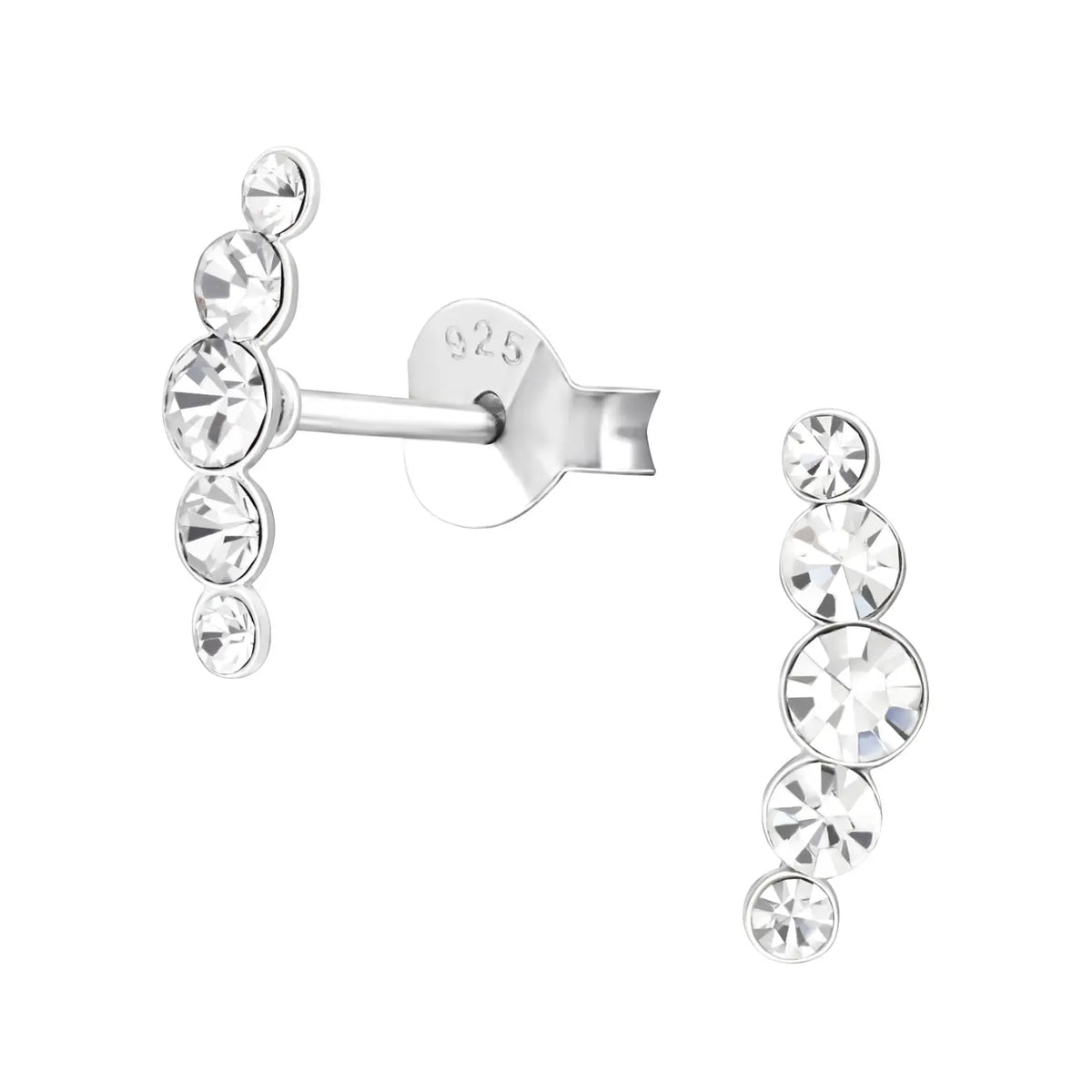 Zilveren Bar Oorstekers Met 10x3mm Kristal Van Aramat Jewels.