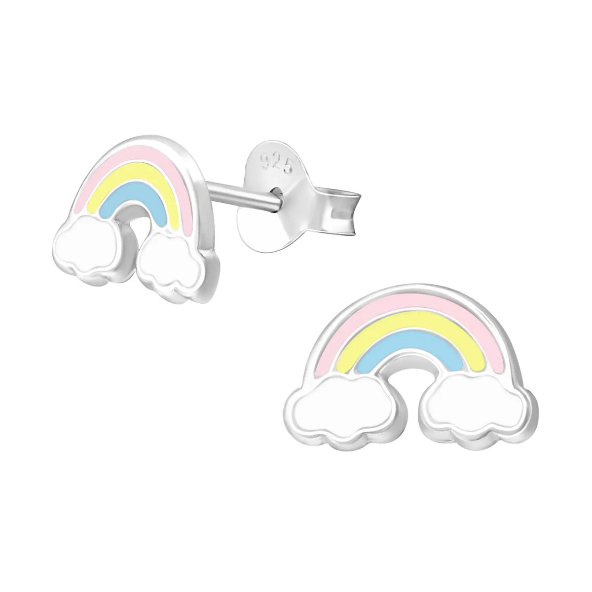 Kleurrijke Zilveren Regenboog Oorbellen Pastel-9x6mm