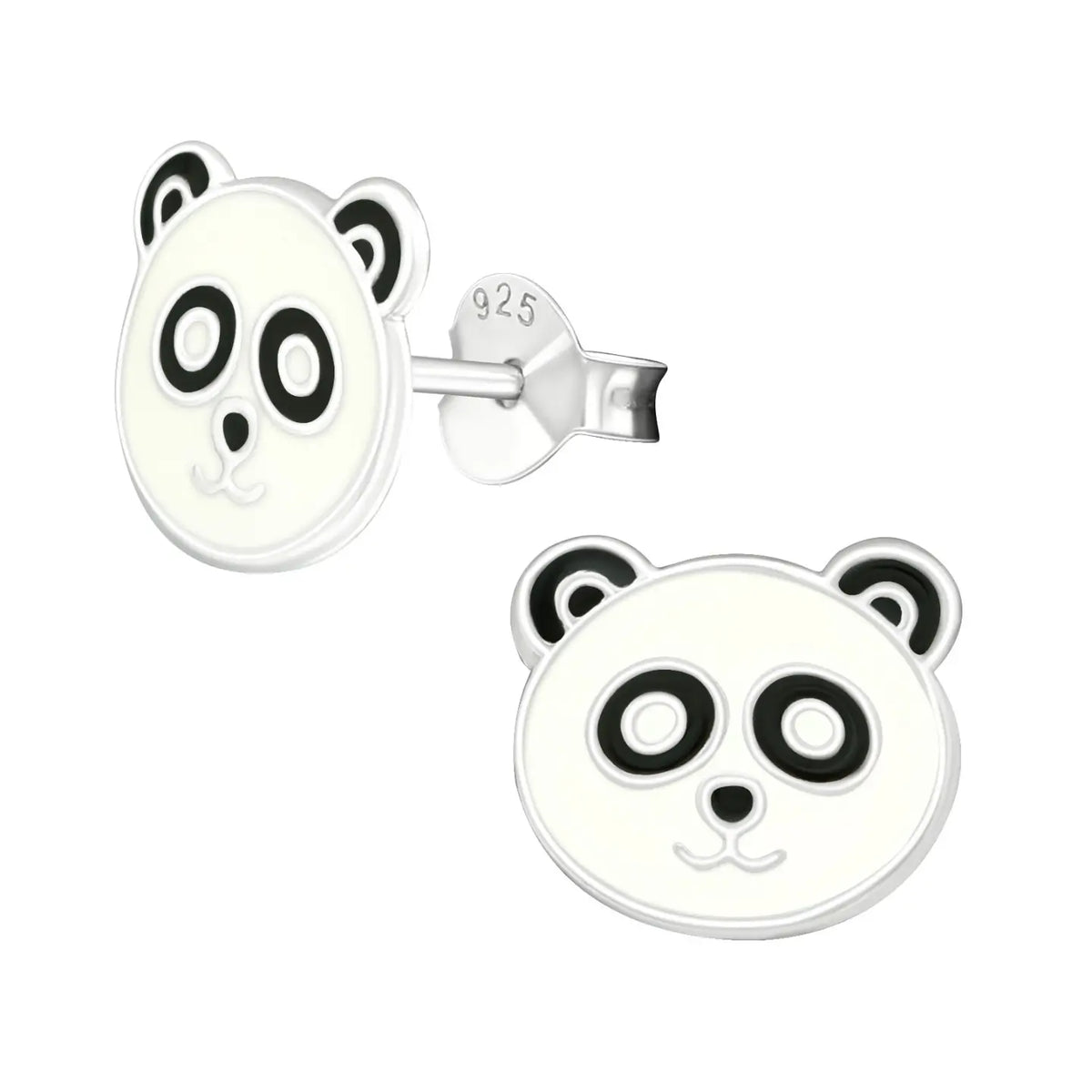 Zilveren Panda Oorknopjes Panda-10x8mm | Oorbellen