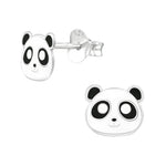 Zilveren Panda Oorknopjes Panda-7x6mm | Oorbellen