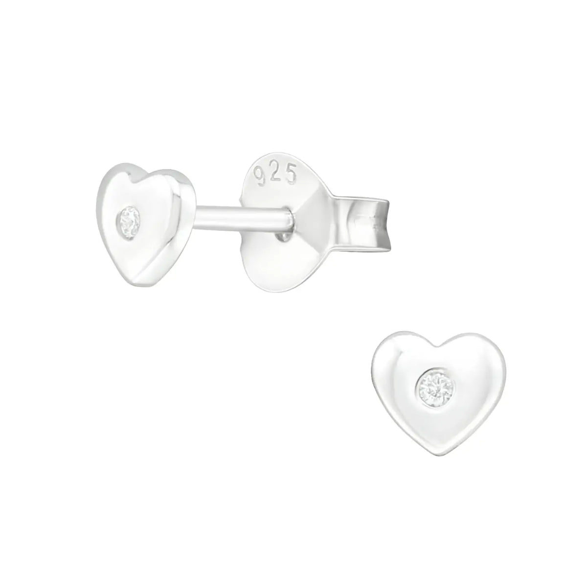 Zilveren Hartjes Oorknopjes Emaille Zilver/kristal Transparant-4mm | Oorbellen