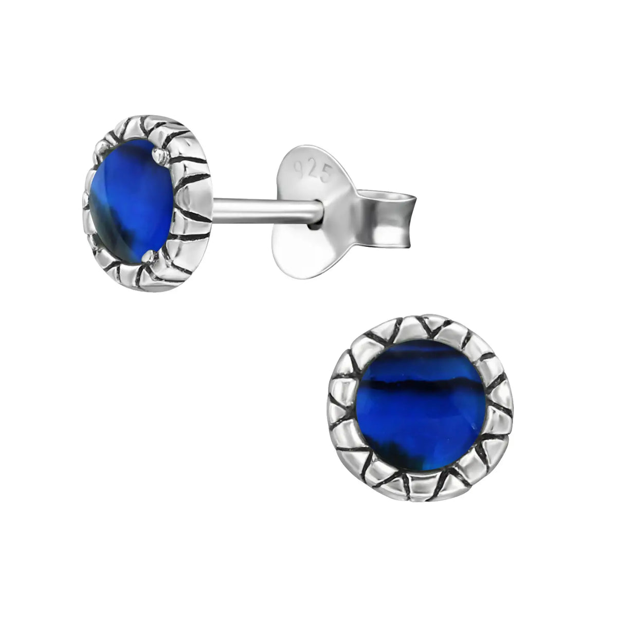 Oorbellen van sterling zilver en blauw glas