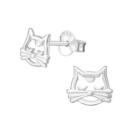 Sterling Silver Cat Earrings - Zilveren Poezen Oorbellen
