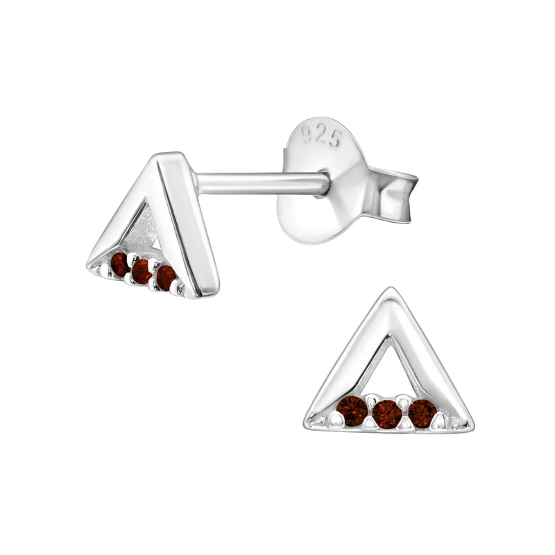 -Zilveren Oorbellen Driehoek Zirkonia 5mm-Aramat Jewels 