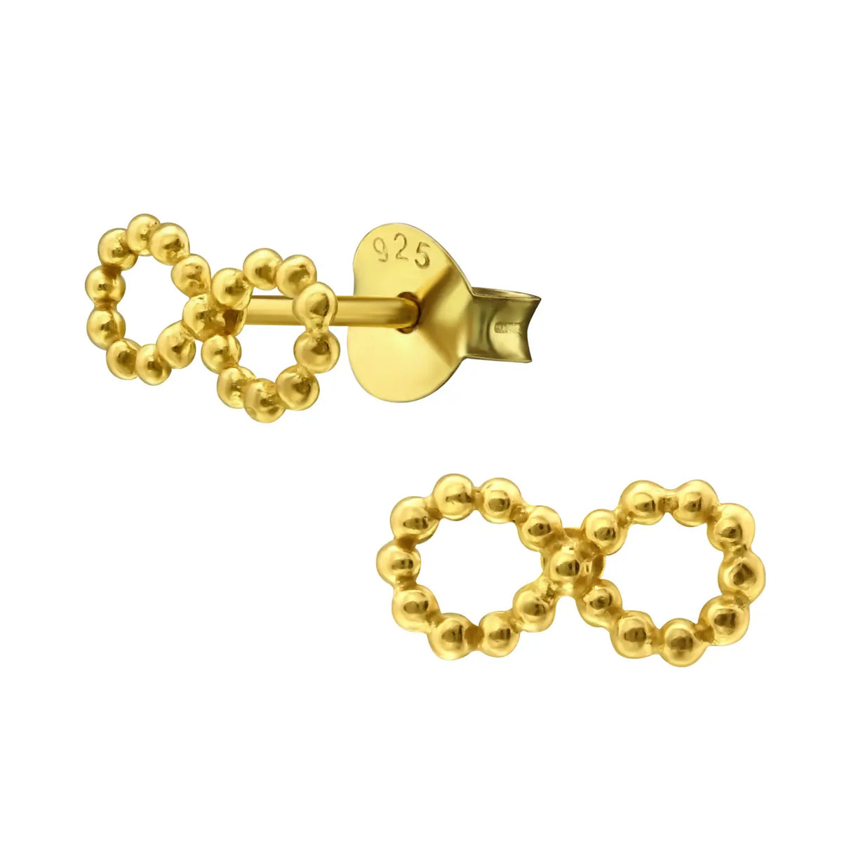 Goud Vergulde Oorbellen Met Zilveren Goldplating Van Gouden Infinity Oorstuds Met Zilveren Goldplating