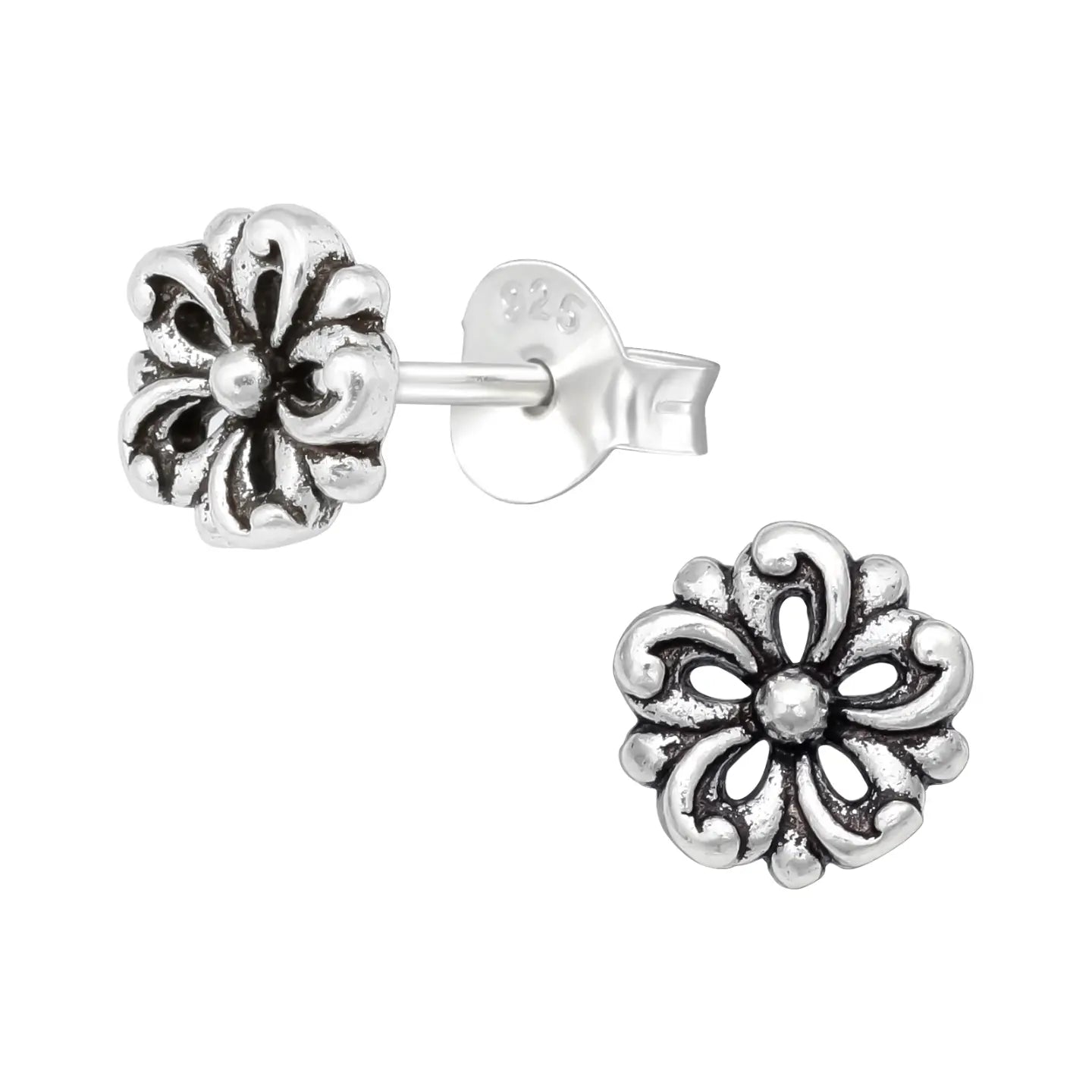 Zilveren Oorbellen Bloem - Sterling Silver Flower Stud Earrings