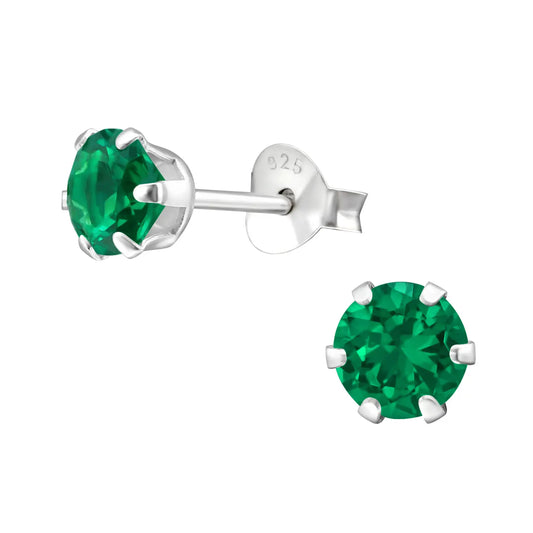 Oorbellen Groen 925 Zilver 5mm Zirkonia - Aramat Jewels®.