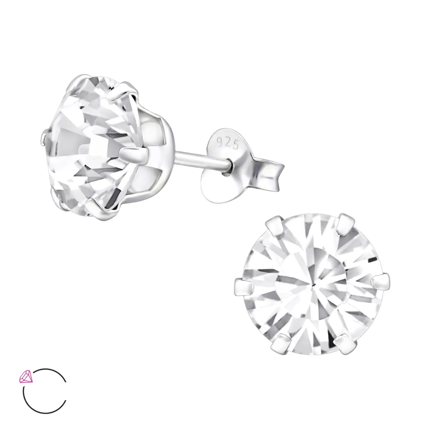 Zilveren Oorbellen Met 8mm Kristallen By Aramat Jewels® Diamond Stud Earrings.