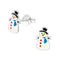 Zilveren Kerst Oorbellen Sneeuwpop Emaille 9x6mm