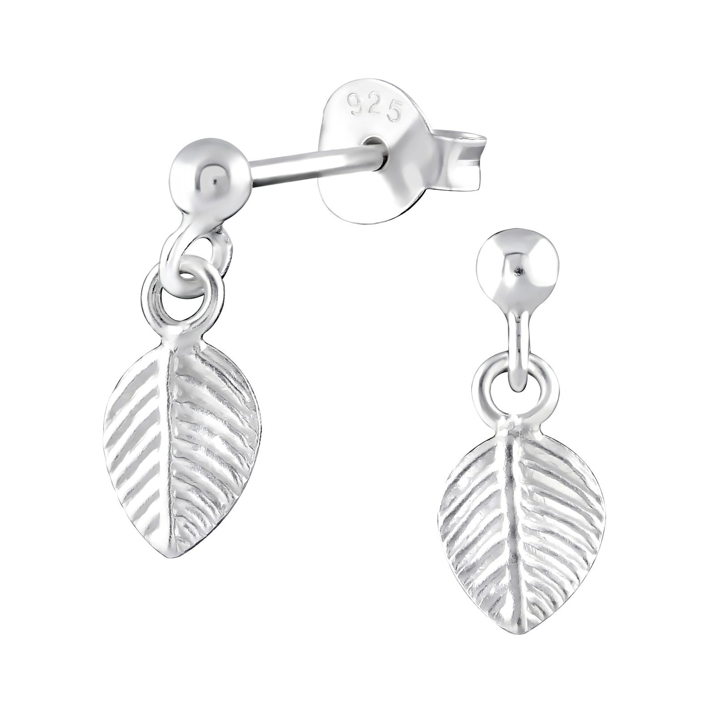 Zilveren Oorstekers Met Hanger - Sterling Silver Leaf Earrings.