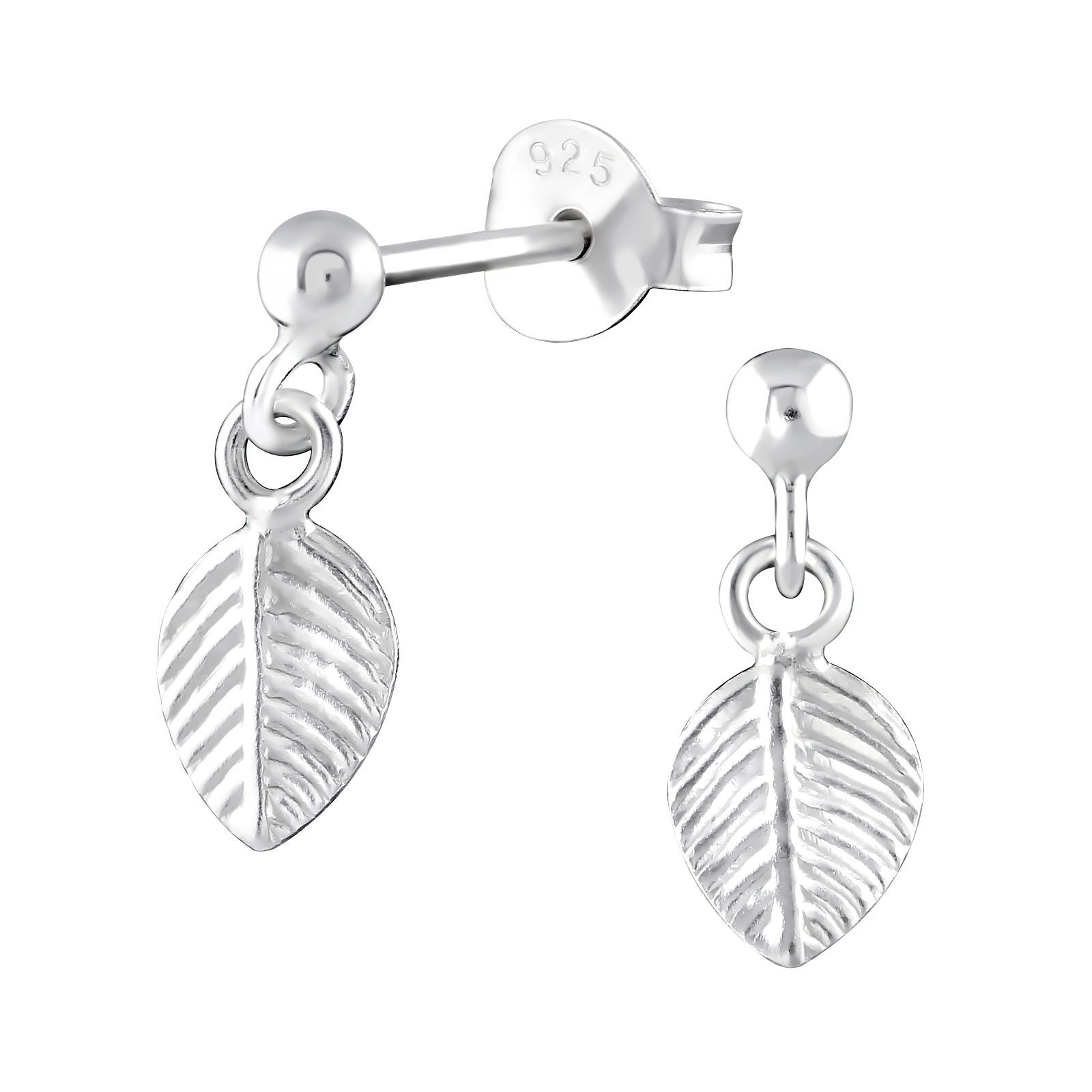 Zilveren Oorstekers Met Hanger - Sterling Silver Leaf Earrings.