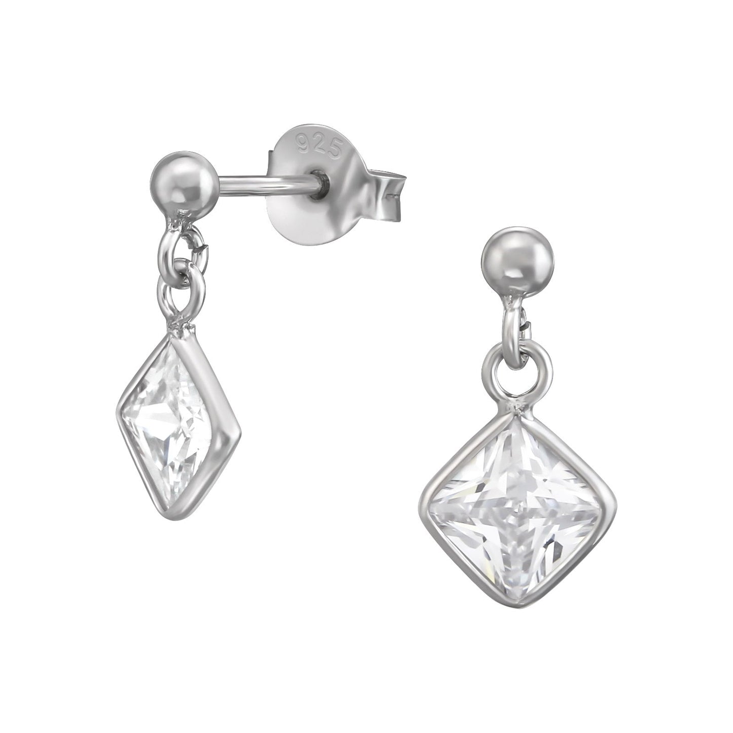 Sterling Silver Cubic Earrings - Zilveren Oorstekers Met Hanger-