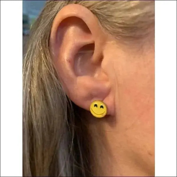 Oorstekers Geel Acryl Smiley Face Earring 9mm