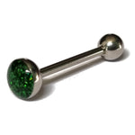 Groene Glitter Tongpiercing Van Staal