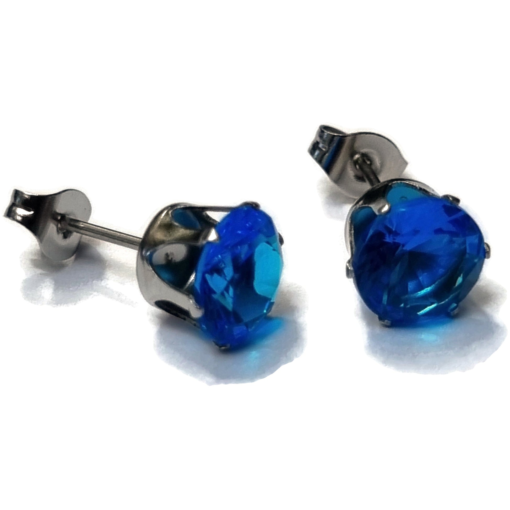 Blauwe Kristalstekeroorbellen - Stalen Oorbellen Met Blauwe Zirkonia Van Aramat Jewels ®