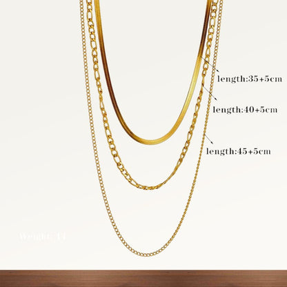 Stalen Layer Ketting Set 3-delig Goudkleurig of Zilverkleurig RVS – Slang Figaro Gourmet