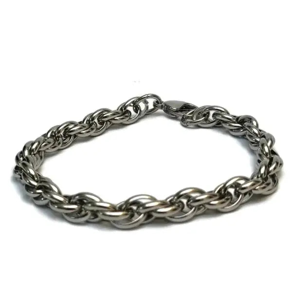 Zilveren Armband Met Schakelketting, Gevlochten Armband Staal 22cm 7mm