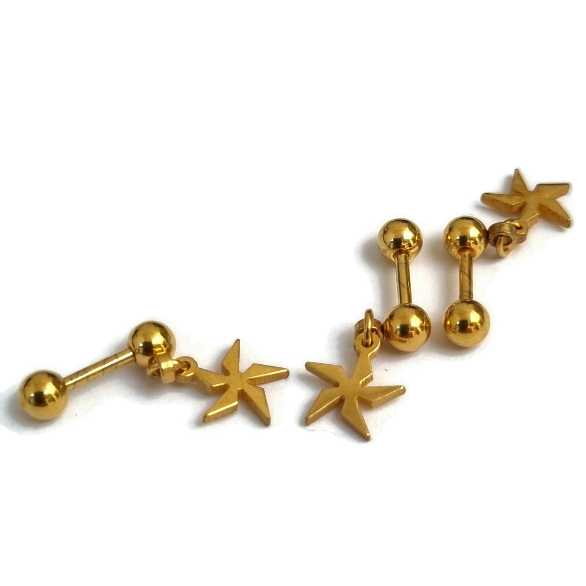 Gouden Helixpiercing Met Ster Hanger, Goudkleurig.