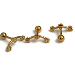 Gouden Cufflinks Met Diamanten En Zirkonia Steentjes.