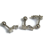 Zilverkleurige Metalen Studs Voor Helixpiercing Met Zirkonia.