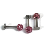 Roze Kristal Helixpiercing Met 4mm Kristal Bal Noppen