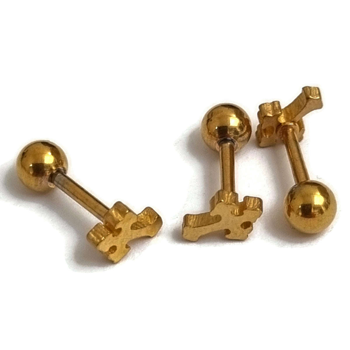 Brass Plated Screws Voor Helixpiercing Kruisje Chirurgisch Staalgoudkleur