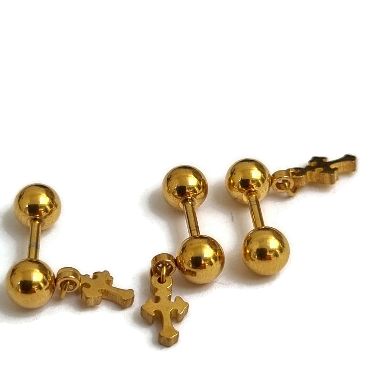 Gouden Helixpiercing Met Kruisje - Goudkleurige Studs