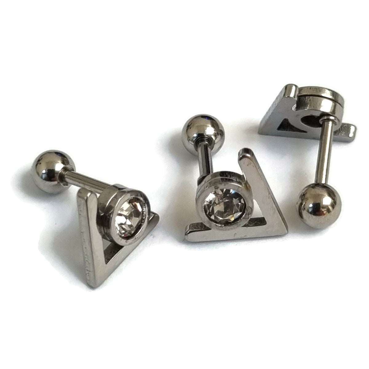 Helixpiercing Driehoek Zirkonia Steen Met Zilveren Studs