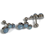 Blauw Opaal Helix Piercing Van Chirurgisch Staal Met Glazen Ballen.