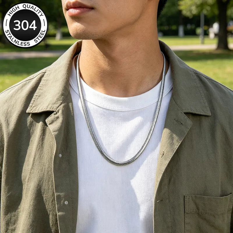 Steel Flat Omega Chain - Silver-Colored Chain