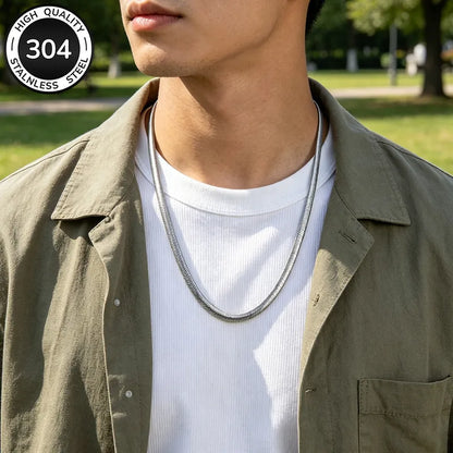 Steel Flat Omega Chain - Silver-Colored Chain