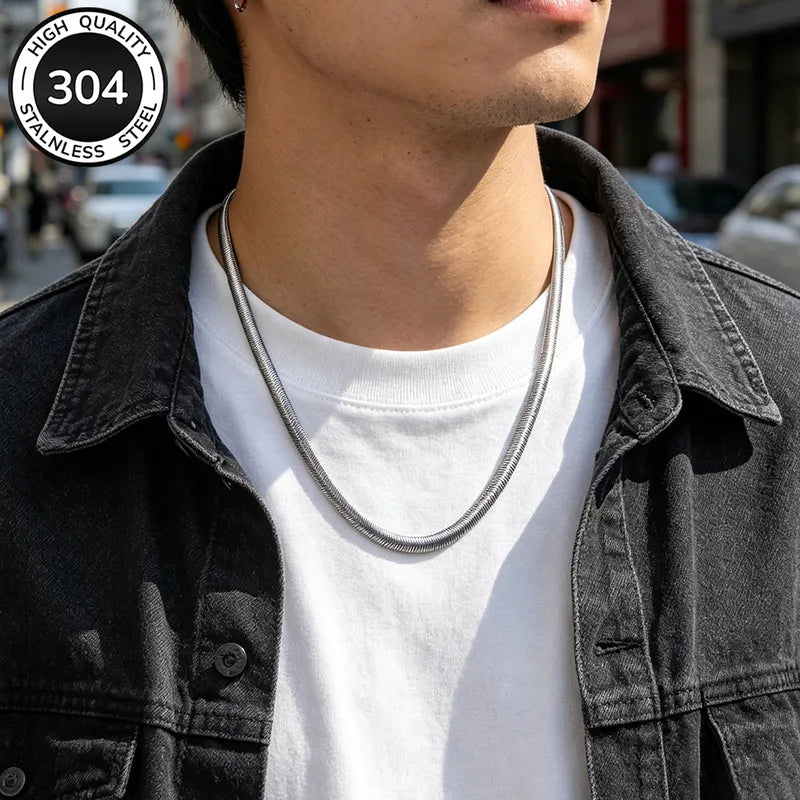Steel Flat Omega Chain - Silver-Colored Chain