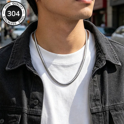 Steel Flat Omega Chain - Silver-Colored Chain