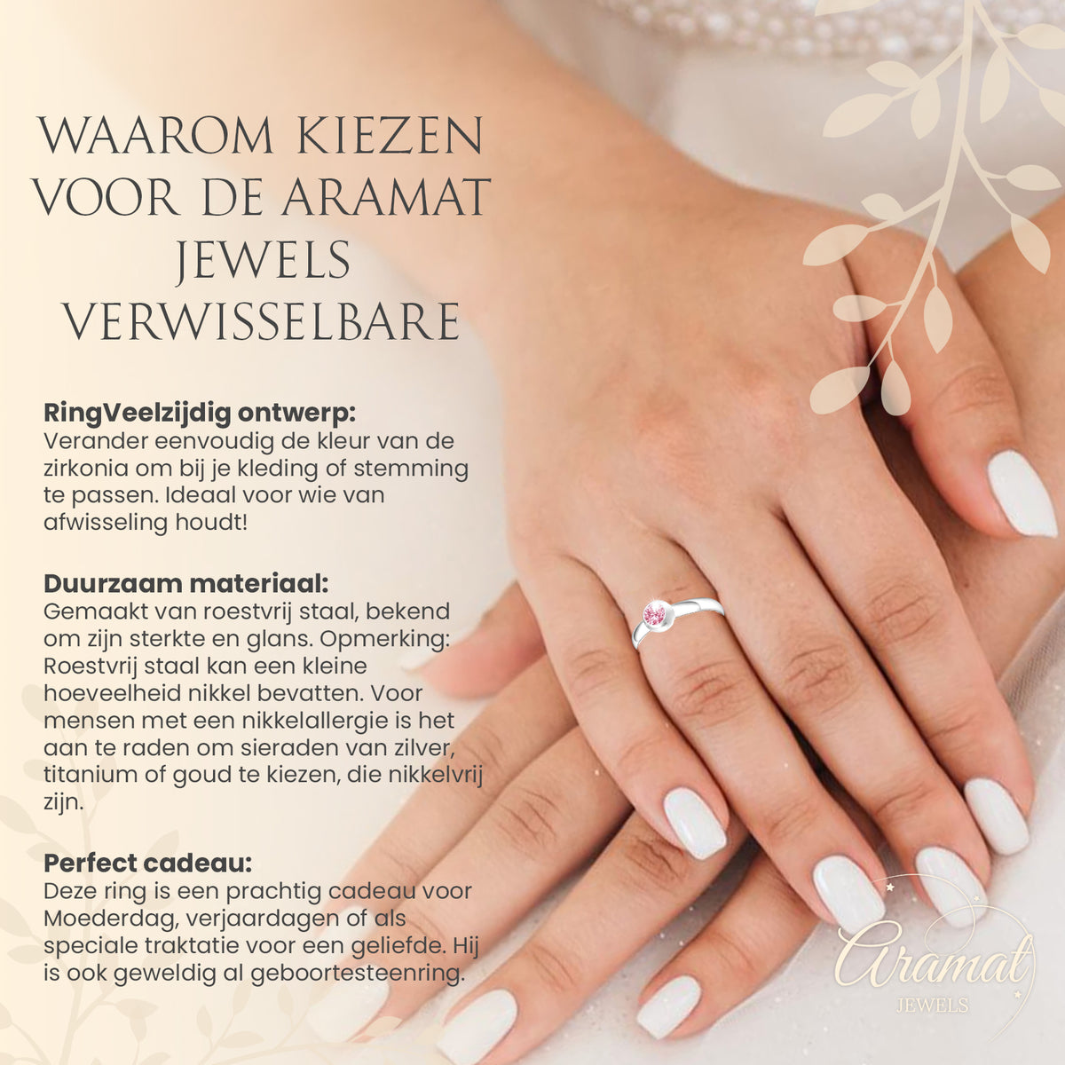 Stalen Ring met Verwisselbare Zirkonia – Rvs | Ringen