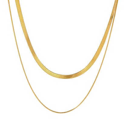 Stalen Layer Ketting 2-in-1 Goudkleurig of Zilverkleurig RVS – Slang en Visgraat