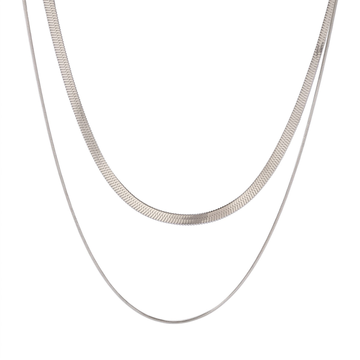 Stalen Layer Ketting 2-in-1 Goudkleurig of Zilverkleurig RVS – Slang en Visgraat