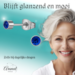 Koningsblauw kristal oorstekers – 4mm zilver