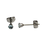 Lichtblauwe Zirkonia Oorbellen – 3mm – RVS
